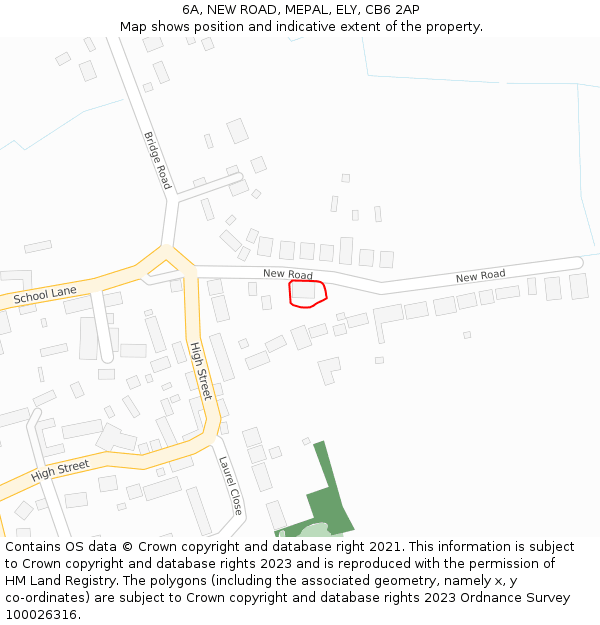 6A, NEW ROAD, MEPAL, ELY, CB6 2AP: Location map and indicative extent of plot