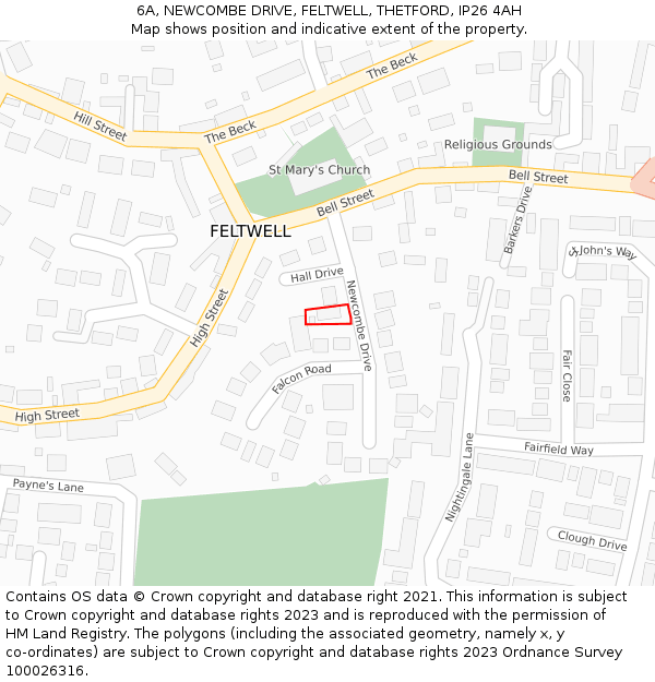 6A, NEWCOMBE DRIVE, FELTWELL, THETFORD, IP26 4AH: Location map and indicative extent of plot