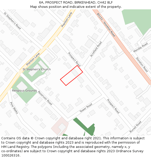 6A, PROSPECT ROAD, BIRKENHEAD, CH42 8LF: Location map and indicative extent of plot