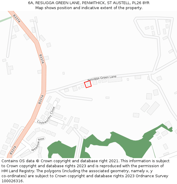 6A, RESUGGA GREEN LANE, PENWITHICK, ST AUSTELL, PL26 8YR: Location map and indicative extent of plot