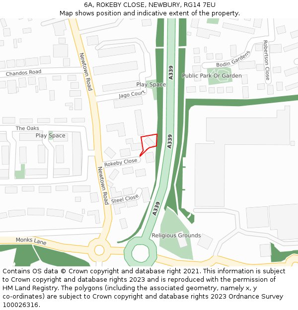 6A, ROKEBY CLOSE, NEWBURY, RG14 7EU: Location map and indicative extent of plot