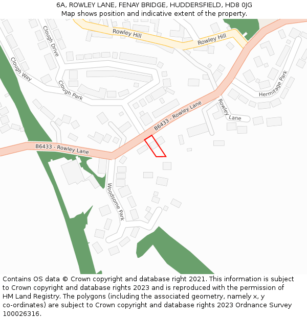 6A, ROWLEY LANE, FENAY BRIDGE, HUDDERSFIELD, HD8 0JG: Location map and indicative extent of plot