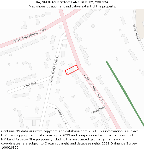 6A, SMITHAM BOTTOM LANE, PURLEY, CR8 3DA: Location map and indicative extent of plot