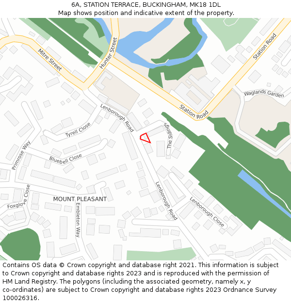 6A, STATION TERRACE, BUCKINGHAM, MK18 1DL: Location map and indicative extent of plot