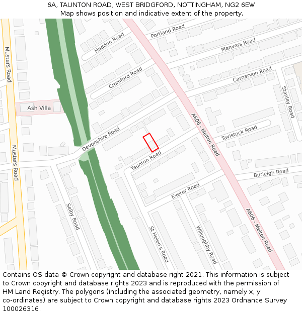 6A, TAUNTON ROAD, WEST BRIDGFORD, NOTTINGHAM, NG2 6EW: Location map and indicative extent of plot