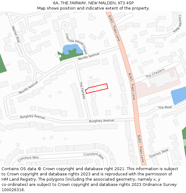 6A, THE FAIRWAY, NEW MALDEN, KT3 4SP: Location map and indicative extent of plot