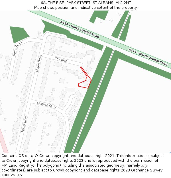 6A, THE RISE, PARK STREET, ST ALBANS, AL2 2NT: Location map and indicative extent of plot