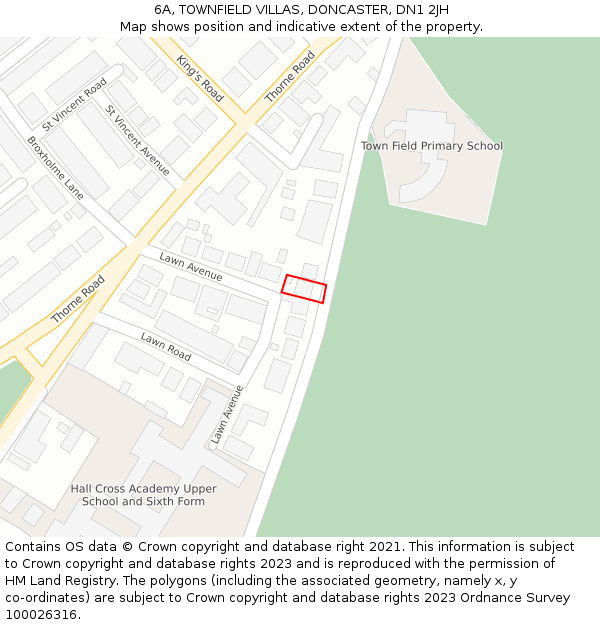 6A, TOWNFIELD VILLAS, DONCASTER, DN1 2JH: Location map and indicative extent of plot