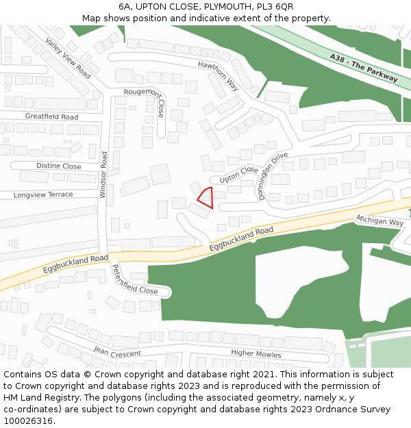 6A, UPTON CLOSE, PLYMOUTH, PL3 6QR: Location map and indicative extent of plot