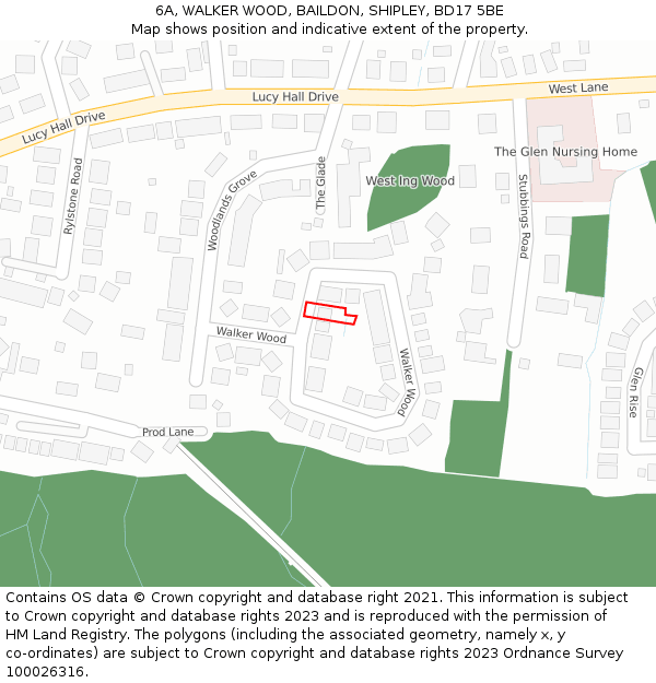 6A, WALKER WOOD, BAILDON, SHIPLEY, BD17 5BE: Location map and indicative extent of plot