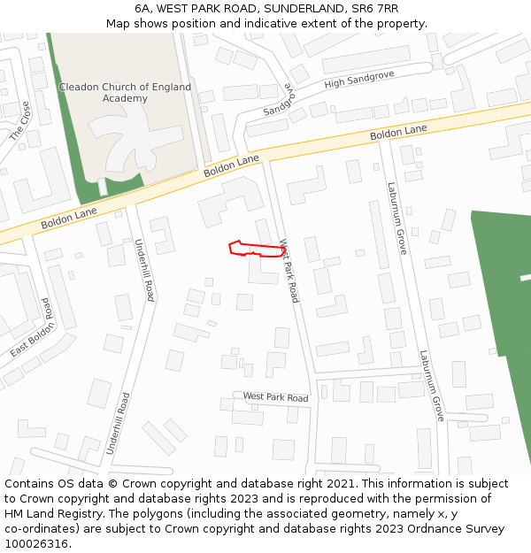 6A, WEST PARK ROAD, SUNDERLAND, SR6 7RR: Location map and indicative extent of plot