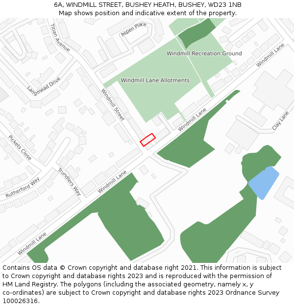 6A, WINDMILL STREET, BUSHEY HEATH, BUSHEY, WD23 1NB: Location map and indicative extent of plot