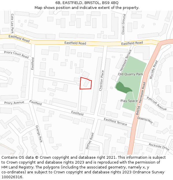 6B, EASTFIELD, BRISTOL, BS9 4BQ: Location map and indicative extent of plot