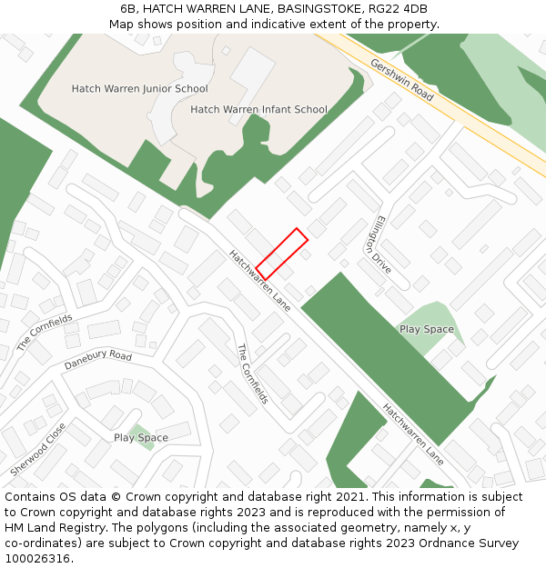 6B, HATCH WARREN LANE, BASINGSTOKE, RG22 4DB: Location map and indicative extent of plot