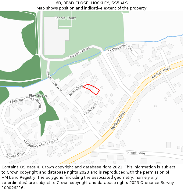 6B, READ CLOSE, HOCKLEY, SS5 4LS: Location map and indicative extent of plot