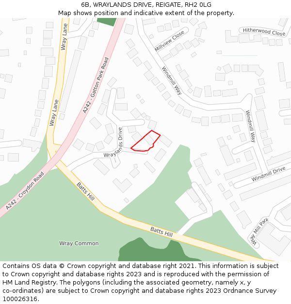 6B, WRAYLANDS DRIVE, REIGATE, RH2 0LG: Location map and indicative extent of plot