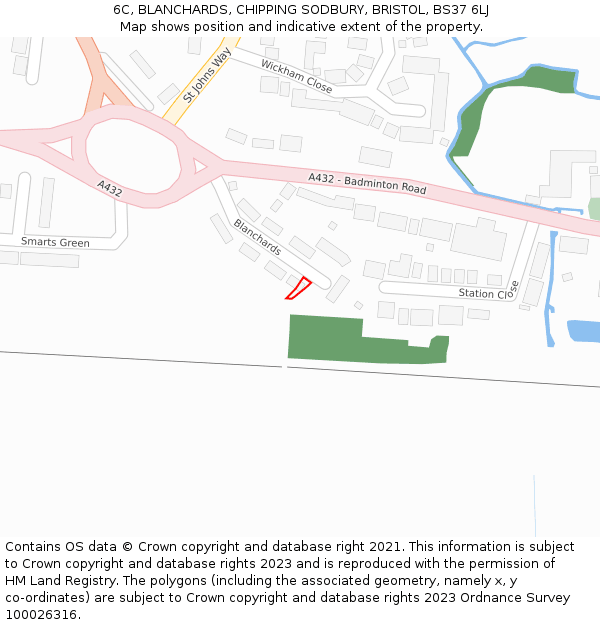 6C, BLANCHARDS, CHIPPING SODBURY, BRISTOL, BS37 6LJ: Location map and indicative extent of plot