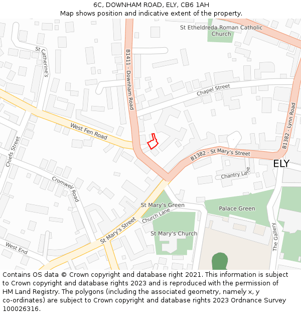 6C, DOWNHAM ROAD, ELY, CB6 1AH: Location map and indicative extent of plot