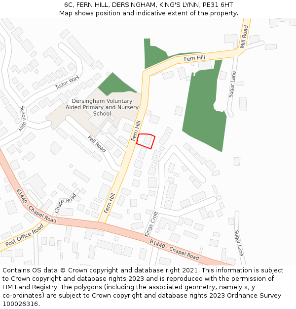 6C, FERN HILL, DERSINGHAM, KING'S LYNN, PE31 6HT: Location map and indicative extent of plot