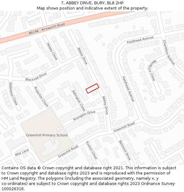 7, ABBEY DRIVE, BURY, BL8 2HP: Location map and indicative extent of plot