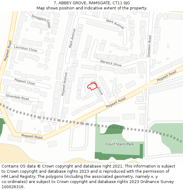 7, ABBEY GROVE, RAMSGATE, CT11 0JG: Location map and indicative extent of plot