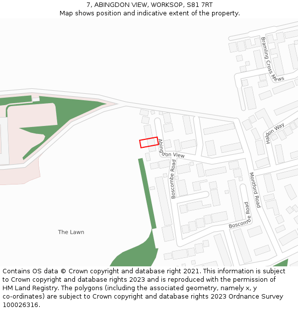7, ABINGDON VIEW, WORKSOP, S81 7RT: Location map and indicative extent of plot