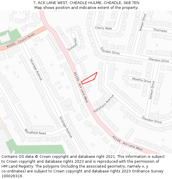 7, ACK LANE WEST, CHEADLE HULME, CHEADLE, SK8 7EN: Location map and indicative extent of plot