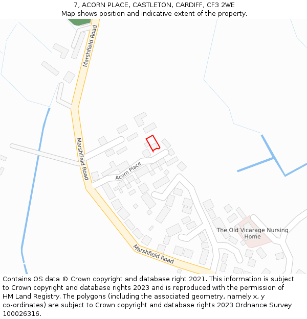 7, ACORN PLACE, CASTLETON, CARDIFF, CF3 2WE: Location map and indicative extent of plot