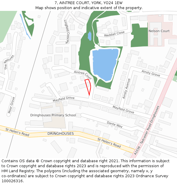 7, AINTREE COURT, YORK, YO24 1EW: Location map and indicative extent of plot