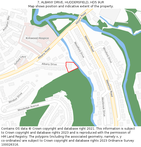 7, ALBANY DRIVE, HUDDERSFIELD, HD5 9UR: Location map and indicative extent of plot