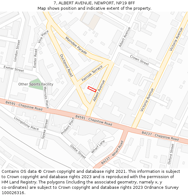 7, ALBERT AVENUE, NEWPORT, NP19 8FF: Location map and indicative extent of plot