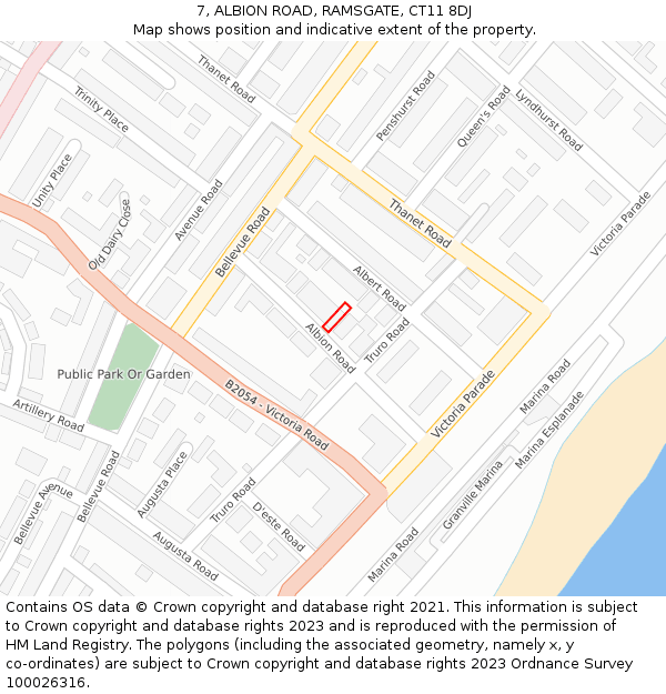 7, ALBION ROAD, RAMSGATE, CT11 8DJ: Location map and indicative extent of plot