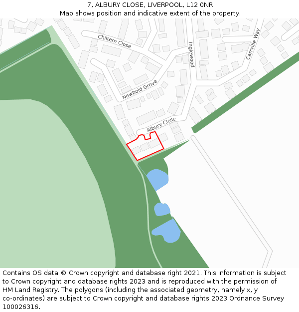 7, ALBURY CLOSE, LIVERPOOL, L12 0NR: Location map and indicative extent of plot