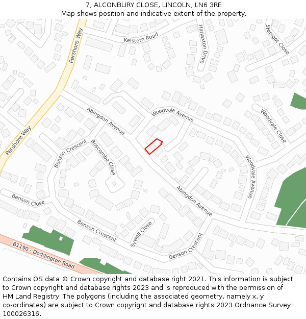 7, ALCONBURY CLOSE, LINCOLN, LN6 3RE: Location map and indicative extent of plot