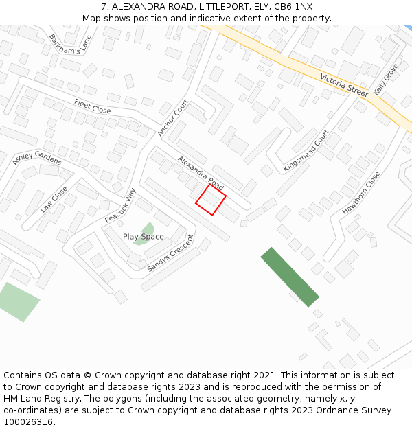 7, ALEXANDRA ROAD, LITTLEPORT, ELY, CB6 1NX: Location map and indicative extent of plot