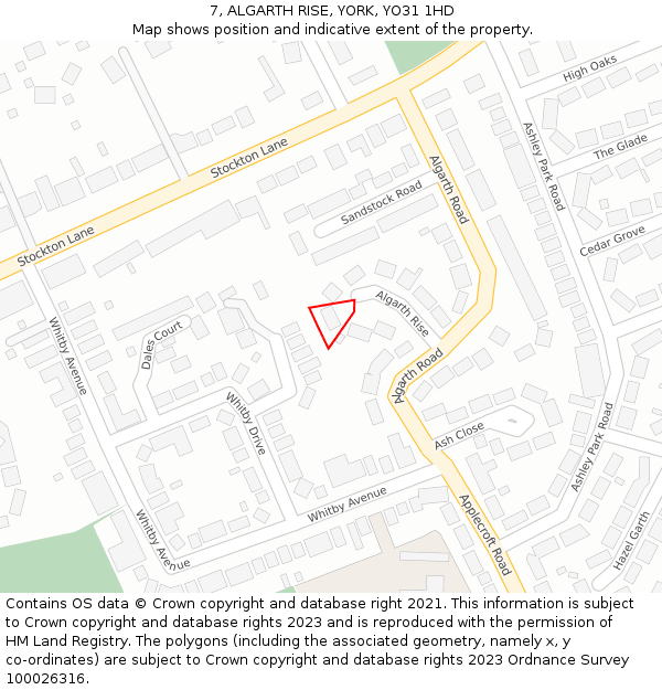 7, ALGARTH RISE, YORK, YO31 1HD: Location map and indicative extent of plot