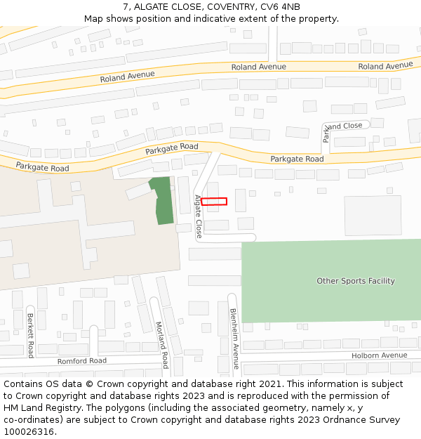 7, ALGATE CLOSE, COVENTRY, CV6 4NB: Location map and indicative extent of plot