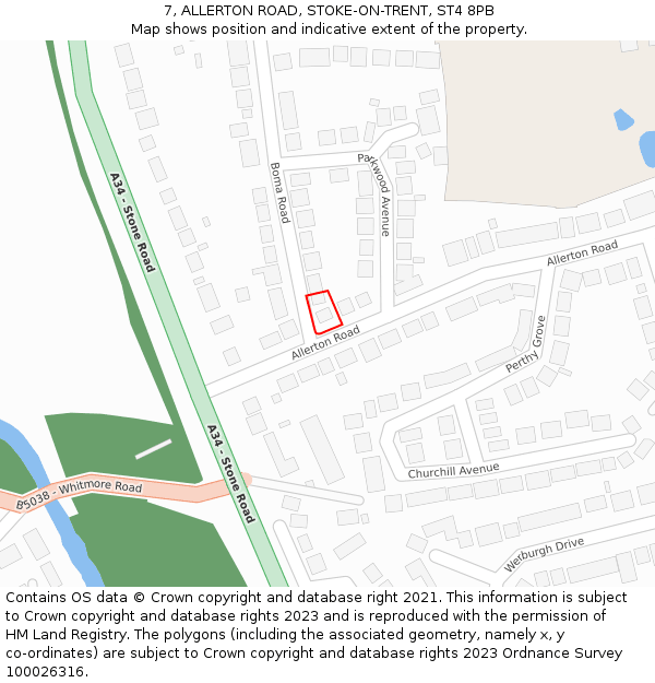 7, ALLERTON ROAD, STOKE-ON-TRENT, ST4 8PB: Location map and indicative extent of plot