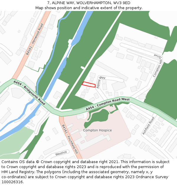 7, ALPINE WAY, WOLVERHAMPTON, WV3 9ED: Location map and indicative extent of plot
