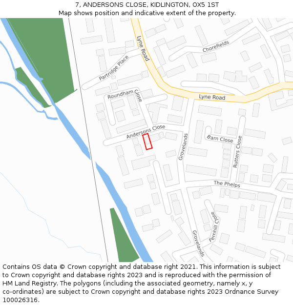 7, ANDERSONS CLOSE, KIDLINGTON, OX5 1ST: Location map and indicative extent of plot