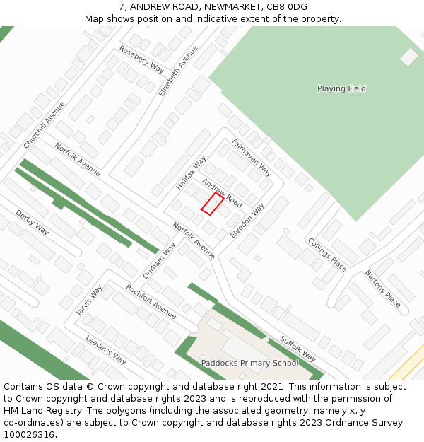 7, ANDREW ROAD, NEWMARKET, CB8 0DG: Location map and indicative extent of plot