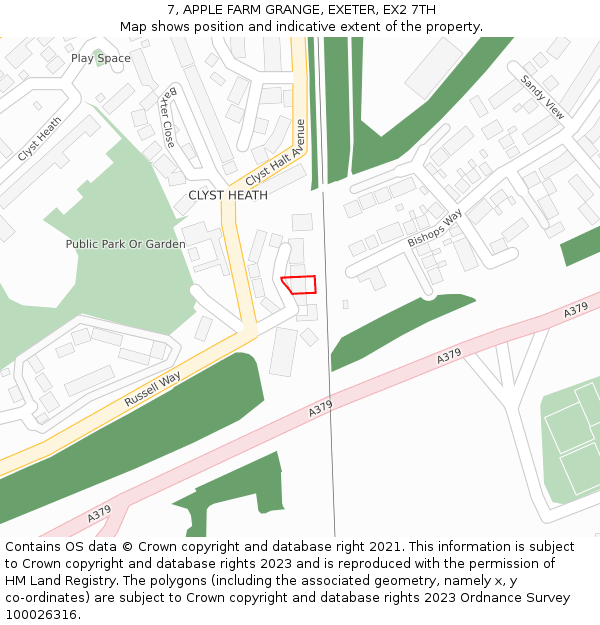 7, APPLE FARM GRANGE, EXETER, EX2 7TH: Location map and indicative extent of plot