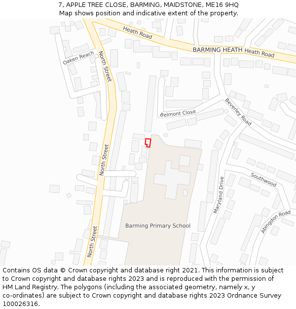 7, APPLE TREE CLOSE, BARMING, MAIDSTONE, ME16 9HQ: Location map and indicative extent of plot