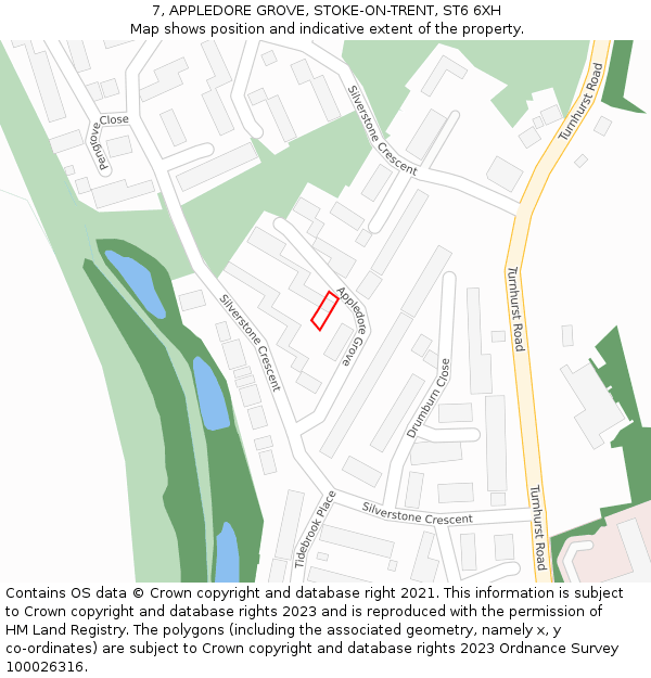 7, APPLEDORE GROVE, STOKE-ON-TRENT, ST6 6XH: Location map and indicative extent of plot