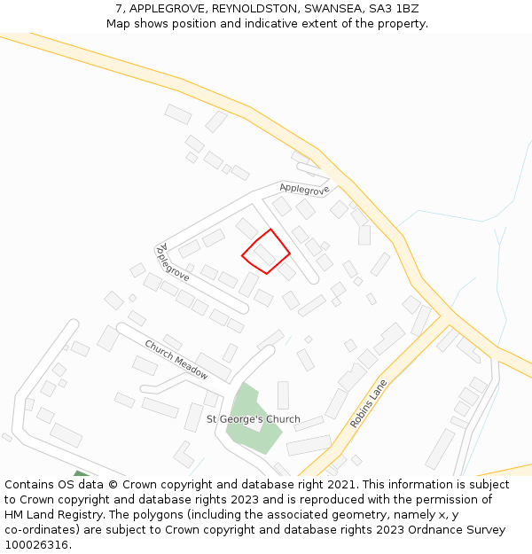 7, APPLEGROVE, REYNOLDSTON, SWANSEA, SA3 1BZ: Location map and indicative extent of plot