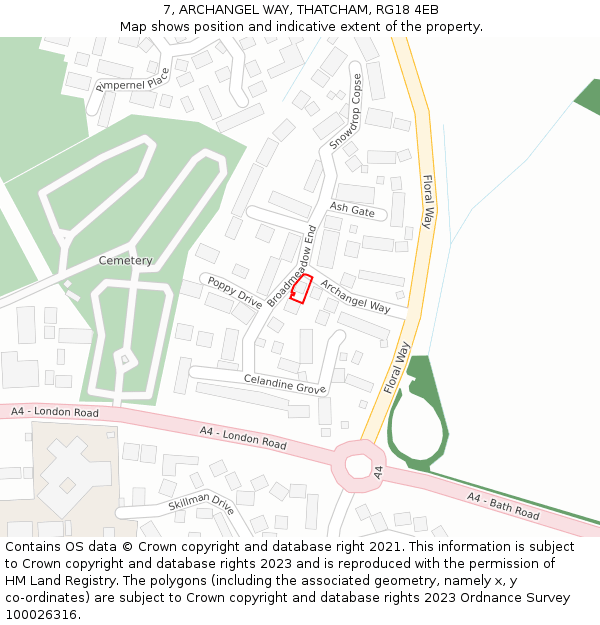 7, ARCHANGEL WAY, THATCHAM, RG18 4EB: Location map and indicative extent of plot