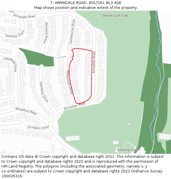 7, ARMADALE ROAD, BOLTON, BL3 4QE: Location map and indicative extent of plot