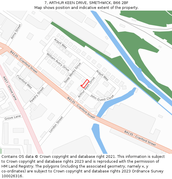 7, ARTHUR KEEN DRIVE, SMETHWICK, B66 2BF: Location map and indicative extent of plot