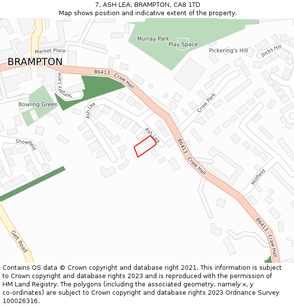 7, ASH LEA, BRAMPTON, CA8 1TD: Location map and indicative extent of plot