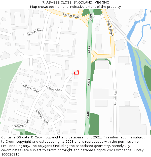 7, ASHBEE CLOSE, SNODLAND, ME6 5HQ: Location map and indicative extent of plot